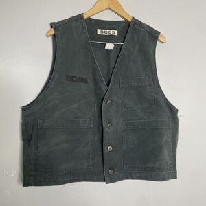Vtg 90s Hugo Boss Jeans Denim Vest Hip Hop Rap Biker Grunge USA 80s Mens Size XL